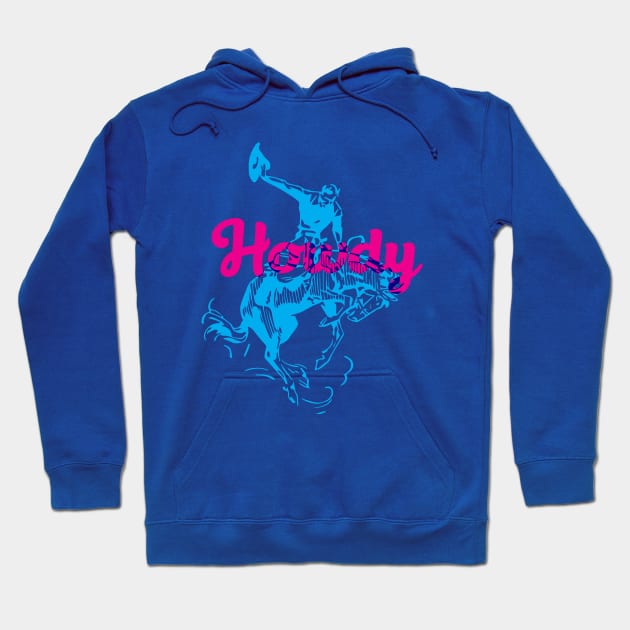 Howdy Cowboy Risograph Print Hoodie by KitschPieDesigns